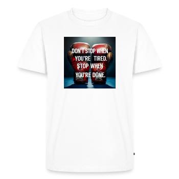 Citation de persévérance sur les gants de boxe - T-shirt Premium bio Homme - blanc - Devant - Nico (187cm)