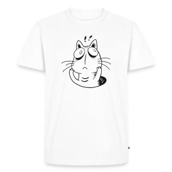 Anxious Cat – Funny Overthinking Kitty - Men's Premium Organic T-Shirt - white - Front - Nico (187cm)