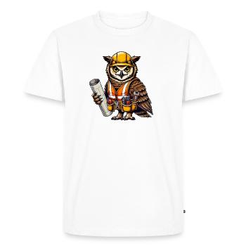 Hibou ouvrier du bâtiment – Astucieux et astucieux ! - T-shirt Premium bio Homme - blanc - Devant - Nico (187cm)