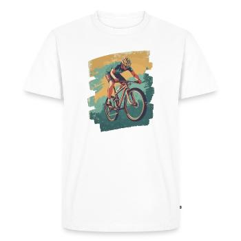 Vététistes Descente Montagne Cyclisme - T-shirt Premium bio Homme - blanc - Devant - Nico (187cm)