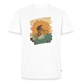 Vététistes Descente Montagne Cyclisme - T-shirt Premium bio Homme - blanc - Devant - Nico (187cm)