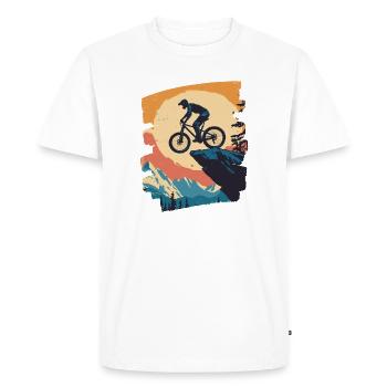 Vététistes Descente Montagne Cyclisme - T-shirt Premium bio Homme - blanc - Devant - Nico (187cm)
