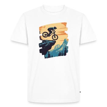 Vététistes Descente Montagne Cyclisme - T-shirt Premium bio Homme - blanc - Devant - Nico (187cm)