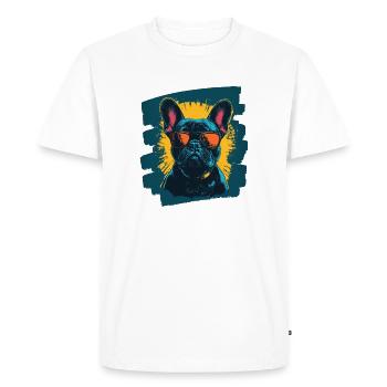 Bouledogue français Frenchie - T-shirt Premium bio Homme - blanc - Devant - Nico (187cm)