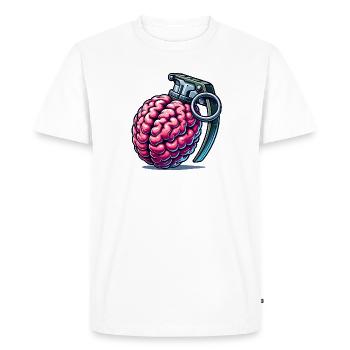 Brain Grenade – Pensées explosives - T-shirt Premium bio Homme - blanc - Devant - Nico (187cm)