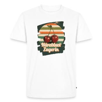Härzbluetzugerin Zuger Chriesi Kirschen Kanton Zug - T-shirt Premium bio Homme - blanc - Devant - Nico (187cm)