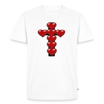 Heart Hearts Cross Crosses Crucifix - Men's Premium Organic T-Shirt - white - Front - Nico (187cm)