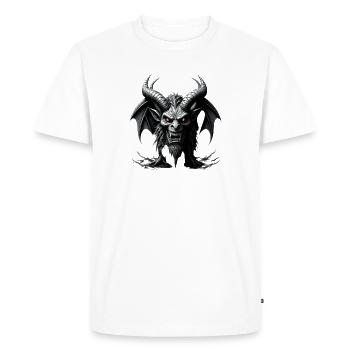 Fearsome Demon, Horns & Bat Wings - Men's Premium Organic T-Shirt - white - Front - Nico (187cm)