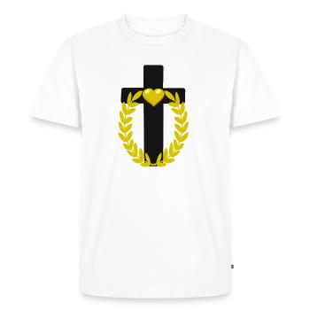 Croix Jésus Croix Cœur Cœur Messie - T-shirt Premium bio Homme - blanc - Devant - Nico (187cm)
