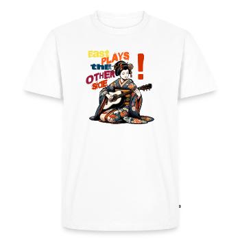 East PLAYS the Other Side — Geisha Guitar Fusion - Men's Premium Organic T-Shirt - white - Front - Nico (187cm)