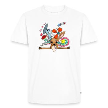 Cute Deer, Bunny Collage with Rainbow - Men's Premium Organic T-Shirt - white - Front - Nico (187cm)
