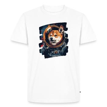 Shiba Astronaut - Men's Premium Organic T-Shirt - white - Front - Nico (187cm)
