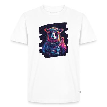 Lama Astronaut - Men's Premium Organic T-Shirt - white - Front - Nico (187cm)