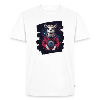 Lama Astronaut - Men's Premium Organic T-Shirt - white - Front - Nico (187cm)