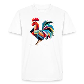 Colorful Geometric Rooster in Polygon Style - Men's Premium Organic T-Shirt - white - Front - Nico (187cm)