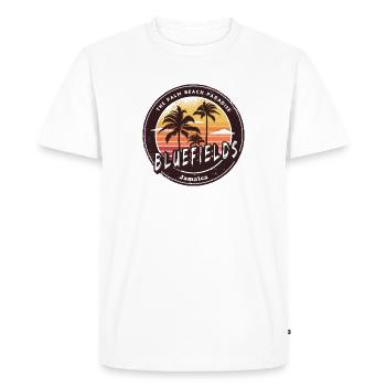 Bluefields Jamaïque – Palm Beach Paradise - T-shirt Premium bio Homme - blanc - Devant - Nico (187cm)