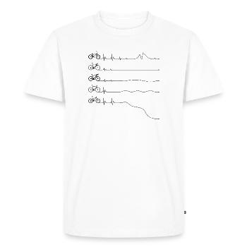 Dessin minimal au trait de vélo sur noir - T-shirt Premium bio Homme - blanc - Devant - Nico (187cm)