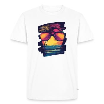 Sunglasses Summer Palm Trees - Men's Premium Organic T-Shirt - white - Front - Nico (187cm)