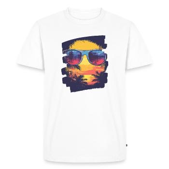 Sunglasses Summer Palm Trees - Men's Premium Organic T-Shirt - white - Front - Nico (187cm)