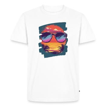 Sunglasses Summer Palm Trees - Men's Premium Organic T-Shirt - white - Front - Nico (187cm)