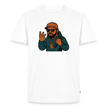 Rappeur – micro à la main, style dans le sang - T-shirt Premium bio Homme - blanc - Devant - Nico (187cm)