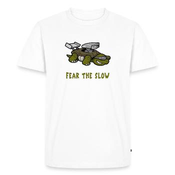 Fear of slowness turtle - Men's Premium Organic T-Shirt - white - Front - Nico (187cm)