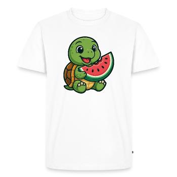 Cute turtle with melon summer design - Men's Premium Organic T-Shirt - white - Front - Nico (187cm)