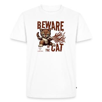 Attention au chat - T-shirt Premium bio Homme - blanc - Devant - Nico (187cm)