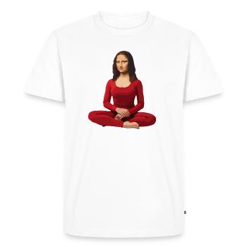 Yoga zen de la Joconde (Joconde) - T-shirt Premium bio Homme - blanc - Devant - Nico (187cm)