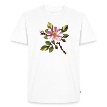 Dog Rose – Delicate wild rose in geometric style - Men's Premium Organic T-Shirt - white - Front - Nico (187cm)