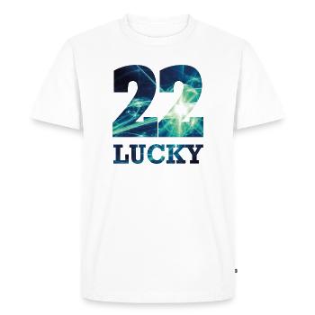 LUCKY22 - Men's Premium Organic T-Shirt - white - Front - Nico (187cm)