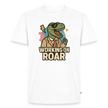 Travailler sur Roar – Büro Dino - T-shirt Premium bio Homme - blanc - Devant - Nico (187cm)