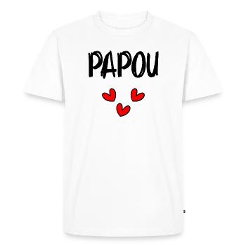 PAPOU. PAPA. FÊTE DES PÈRES. BONNE FÊTE PAPA - T-shirt Premium bio Homme - blanc - Devant - Nico (187cm)