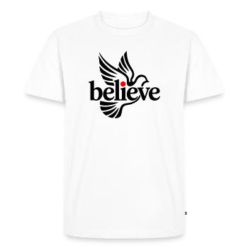 Croire pigeon - T-shirt Premium bio Homme - blanc - Devant - Nico (187cm)
