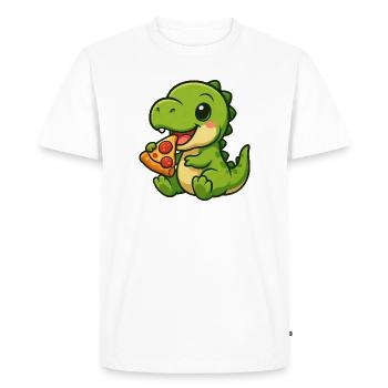 Cute Dino T-Rex Pizza Pizza Lover Cartoon - Men's Premium Organic T-Shirt - white - Front - Nico (187cm)