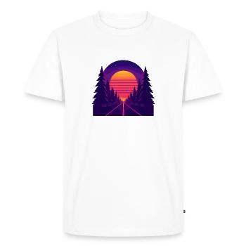 Neon Forest Drive – Coucher de soleil de style rétro - T-shirt Premium bio Homme - blanc - Devant - Nico (187cm)