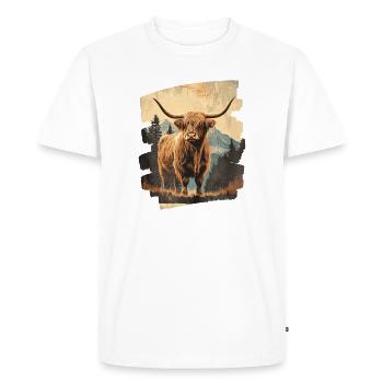 Bovins écossais des Highlands - T-shirt Premium bio Homme - blanc - Devant - Nico (187cm)