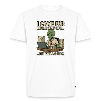 Alien Extra-Terrestrial with Humor - Beam me up - Men's Premium Organic T-Shirt - white - Front - Nico (187cm)