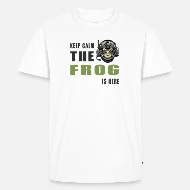 Kampffrosch – Keep Calm Style - Männer Premium Bio T-Shirt - Weiß