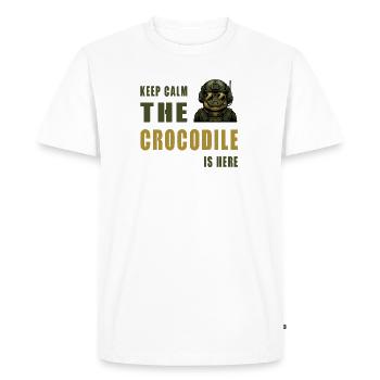 Crocodile in Action – Keep Calm - Men's Premium Organic T-Shirt - white - Front - Nico (187cm)