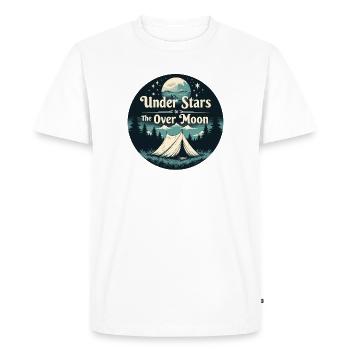 Scène de camping sous les étoiles - Lune - T-shirt Premium bio Homme - blanc - Devant - Nico (187cm)