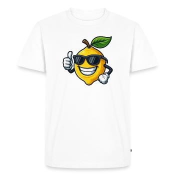 Fruité Jaune Citron Été Cool Pouce Levé - T-shirt Premium bio Homme - blanc - Devant - Nico (187cm)