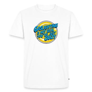 Le gaslighting n’est pas réel - T-shirt Premium bio Homme - blanc - Devant - Nico (187cm)