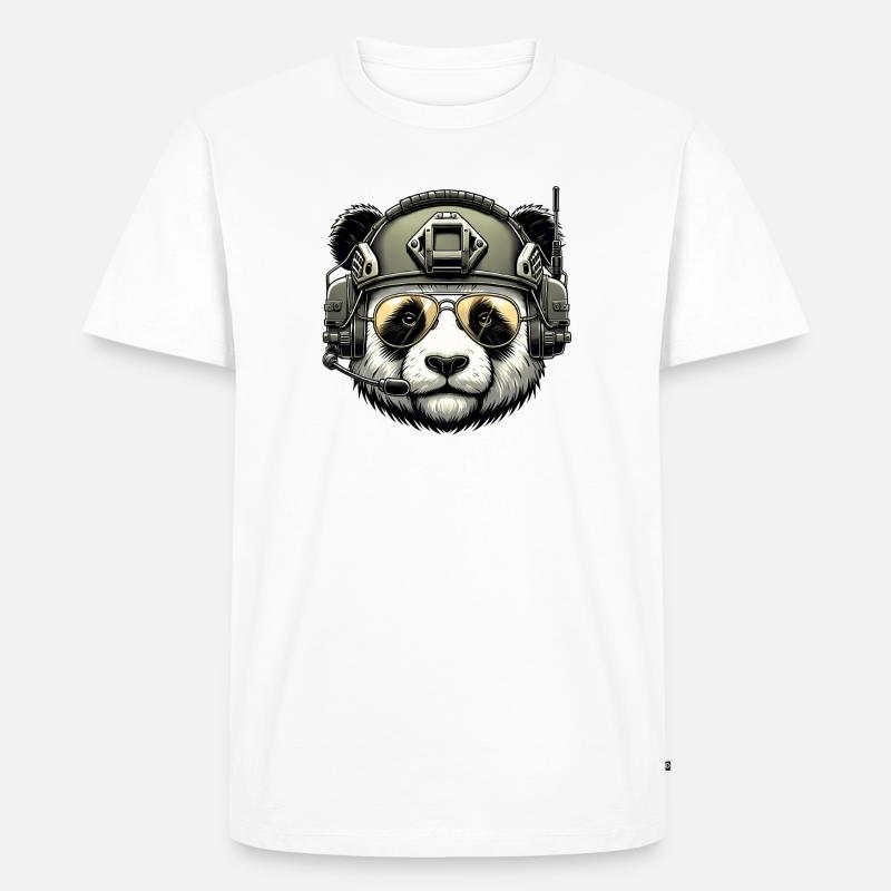 Panda Military Army Design - Men's Premium Organic T-Shirt - white