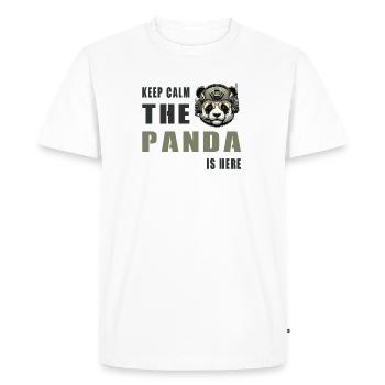Panda tactique – Restez calme - T-shirt Premium bio Homme - blanc - Devant - Nico (187cm)