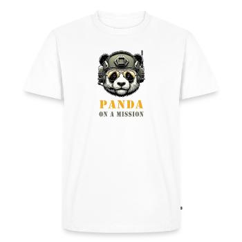 Panda en mission / Militaire - T-shirt Premium bio Homme - blanc - Devant - Nico (187cm)