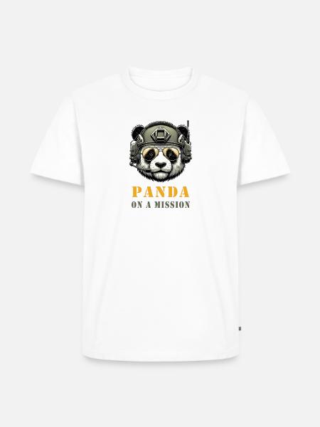 Panda in Mission / Military - Men's Premium Organic T-Shirt - white