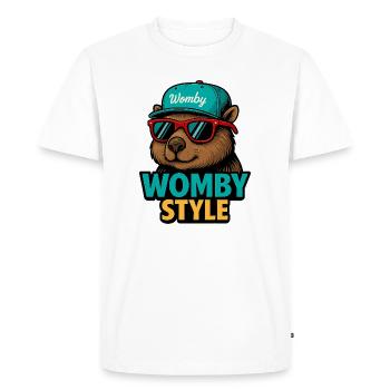 Castor style Womby avec lunettes de soleil - T-shirt Premium bio Homme - blanc - Devant - Nico (187cm)