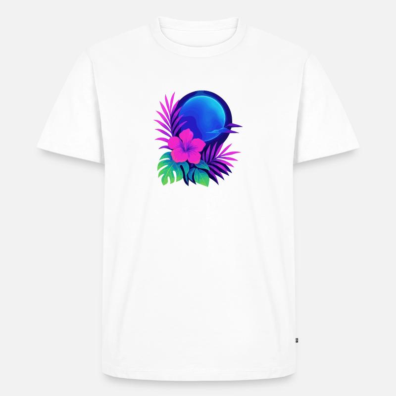 Neon Tropic Moon - Männer Premium Bio T-Shirt - Weiß