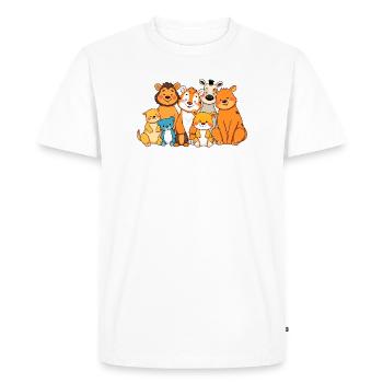 Conception ludique de bande dessinée de famille d’animaux - T-shirt Premium bio Homme - blanc - Devant - Nico (187cm)